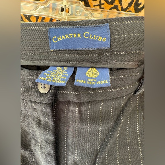 Charter Club Women's Dress Trouser Pants Stripes Navy Blue (10) - Picture 4 of 7